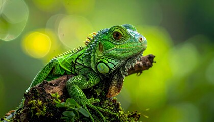 Fototapeta premium Green Lizard on Branch