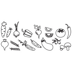 Obraz premium Healthy Vegetable Collection Icons