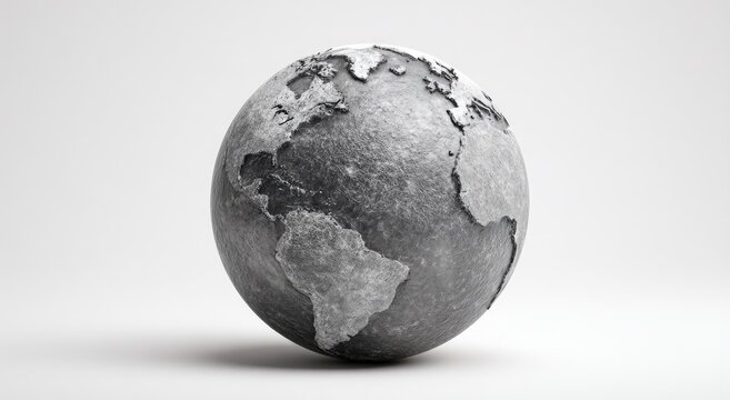 Realistic textured globe of Earth, with continents visible, against a clean white background