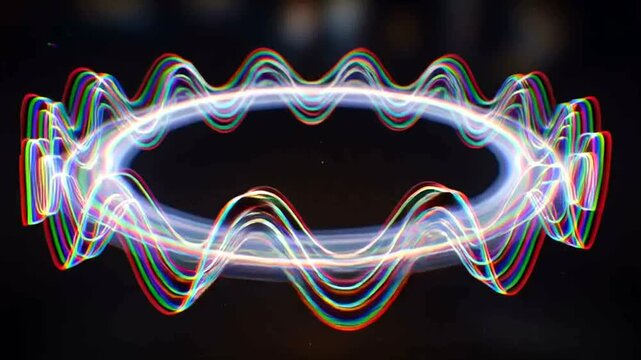 Vibrant Light Trails Forming Circular Patterns.