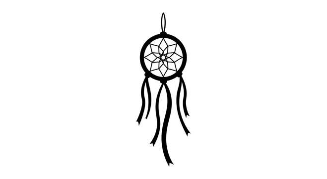 Black Dreamcatcher with Hanging Feathers.