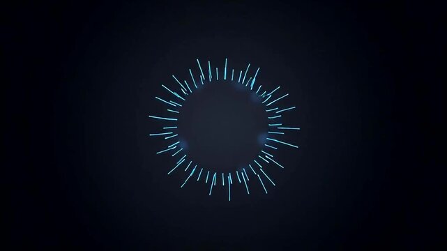 Blue Radial Lines Animation on Dark Background.