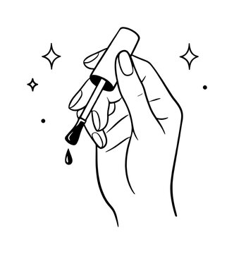 PNG Elegant hand holding nail polish.