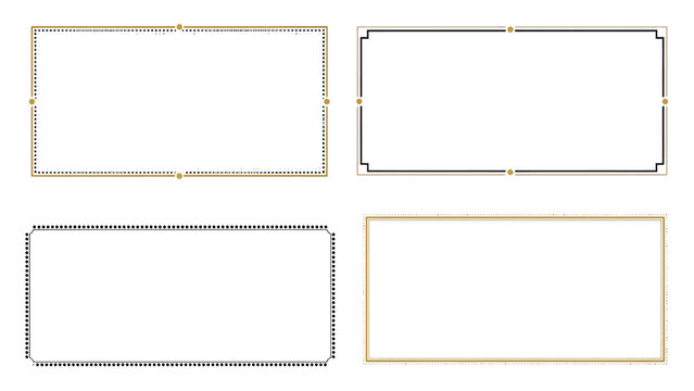 Elegant minimalist rectangular frames set. Decorative vector borders with various corner designs on white background.