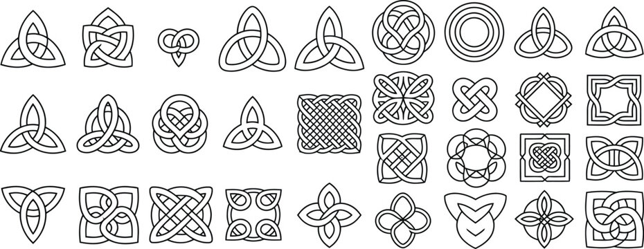 Celtic ornamental corners irish knot border frame medieval decorative page elements vector illustration