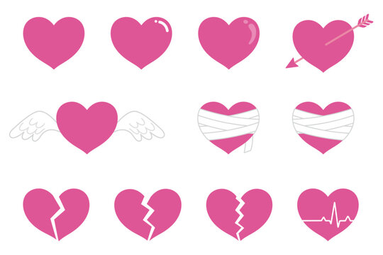ピンクの色々なハートマーク