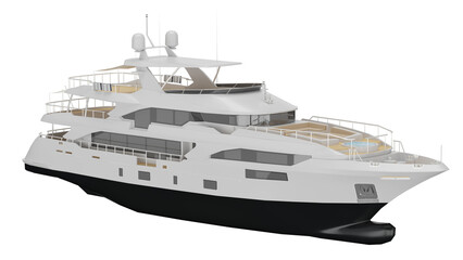 Naklejka premium A 3D model of a luxury yacht is displayed