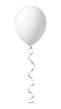 PNG White balloon with curly ribbon.