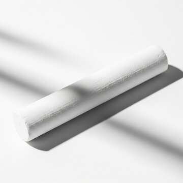Close Up White Chalk Stick on White Surface with Shadow