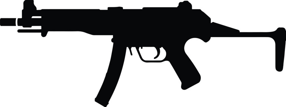gun silhouette submachine smg vector outline icon