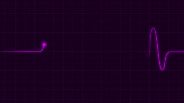 Dynamic Purple Heart Rate Monitor Display on a Dark Grid Background Showing Vital Signs and Medical Data for Healthcare Technology