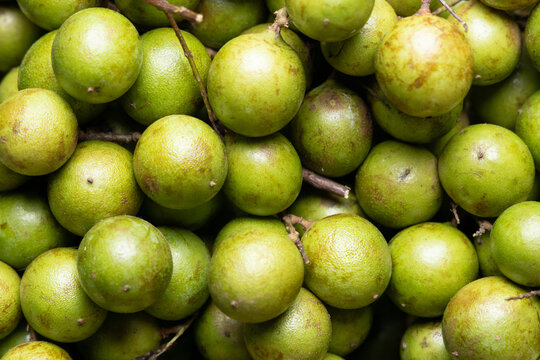 Fresh And Ripe Quenepa (Melicoccus Bijugatus) Top View; Mamoncillo, Delicious Tropical Fruit