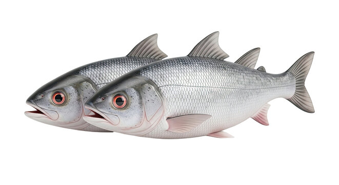 Two Silver Fish with Red Eyes