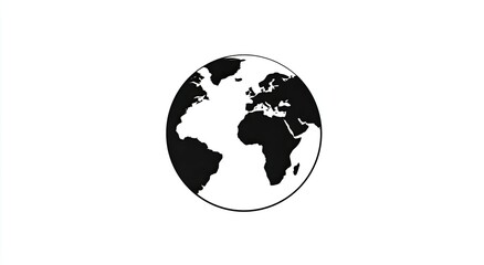 Obraz premium Black and white graphic of the Earth, showing continents and oceans