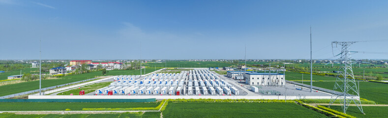 Aerial View of Large Scale Battery Energy Storage Power Station © chungking