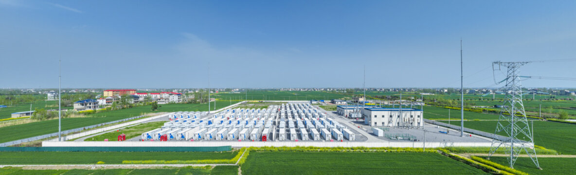 Aerial View of Large Scale Battery Energy Storage Power Station