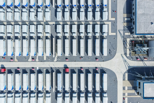 Aerial View of Large Scale Battery Energy Storage Power Station