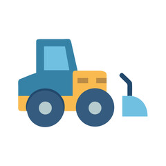 Obraz premium Vector illustration of an agricultural tractor with plow on a black background.