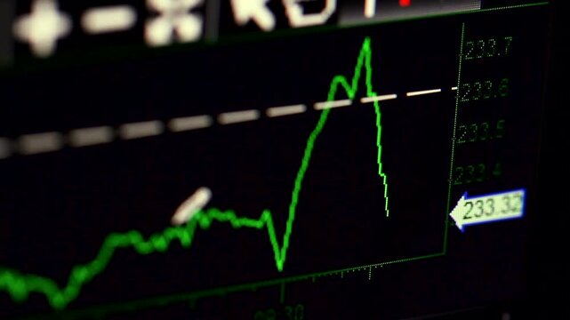 Financial stock market and cryptocurrency charts with data trends for investment and trading analysis.