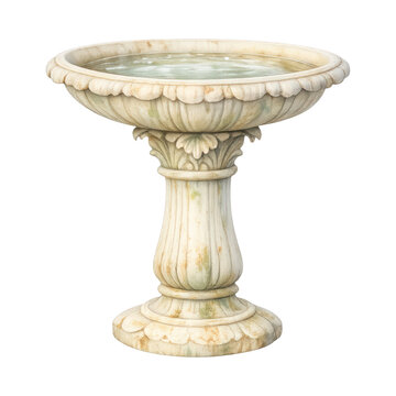 PNG Elegant marble bird bath illustration.