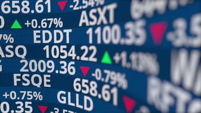 Financial stock market and cryptocurrency charts with data trends for investment and trading analysis.