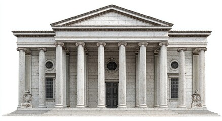 Obraz premium Imposing neoclassical facade with tall columns, pediment, and symmetrical design