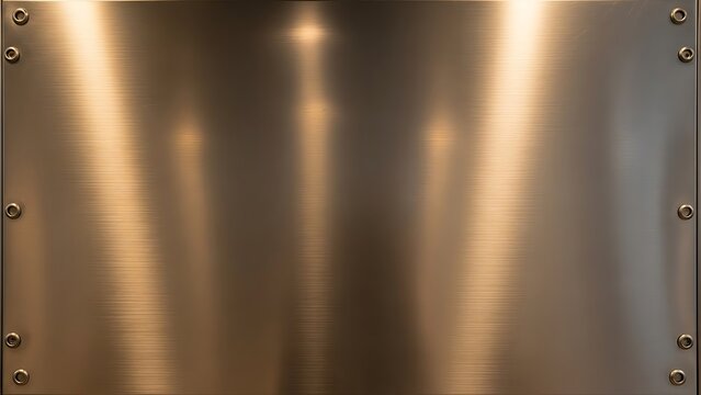 Shiny polished metallic texture surface with silver bolts fixed along the outer frame edges