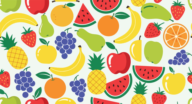 Colorful assorted fresh fruit mix.