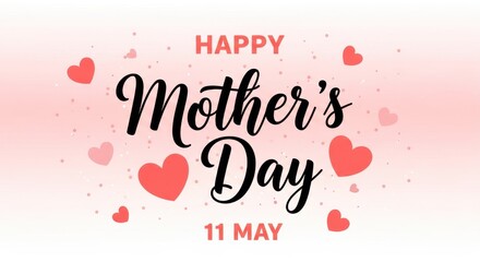 Happy mothers day greeting with hearts and date may 11