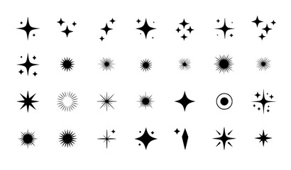 Fototapeta premium A collection of black starburst icons and clipart on a white background
