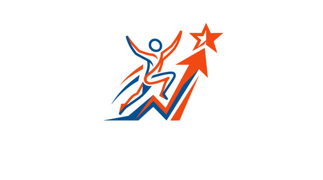 Abstract Person Reaching for a Star on a Rising Arrow