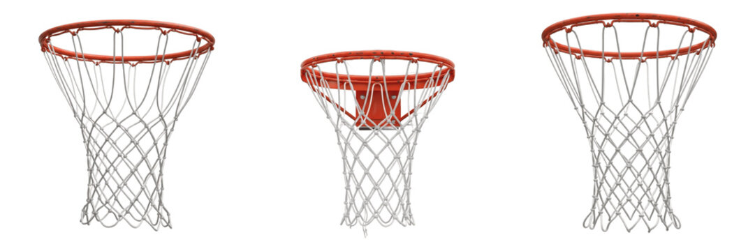 Basketball Net isolated on white background, Filet de Basket, Red de Baloncesto, White Nylon Netting, Professional Hoop Accessory, Sports Equipment.