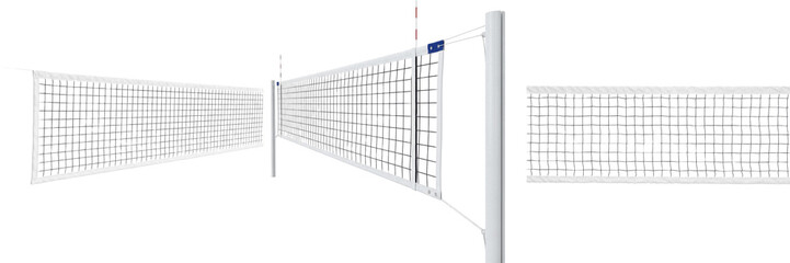 Volleyball Net isolated on white background, Filet de Volleyball, Red de Voleibol, Professional Court Netting, Sports Equipment, Tournament Mesh. © dakarid
