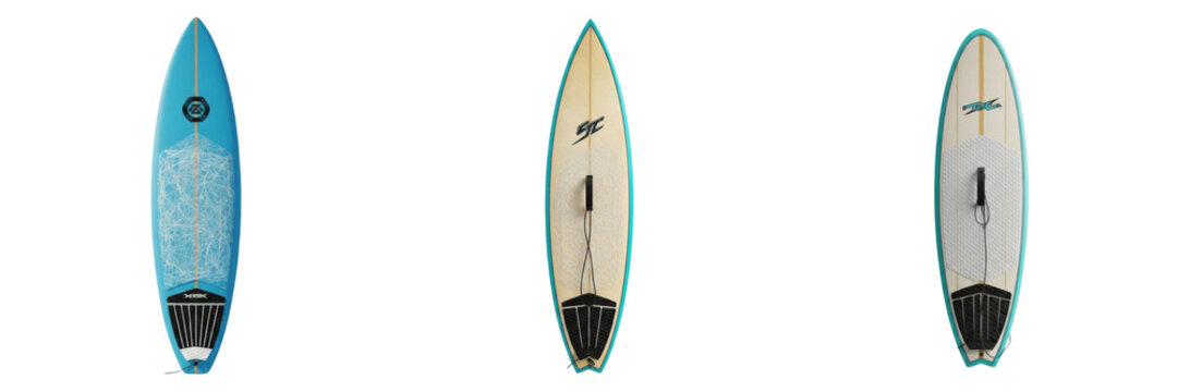 Surfboard isolated on white background, Planche de Surf, Tabla de Surf, Longboard, Water Sports Equipment, Professional Surfing Gear.
