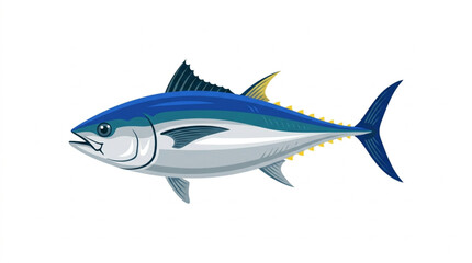 Fototapeta premium Fresh Bluefin Tuna Fish Illustration Isolated on White Background