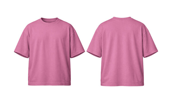 Boxy shirt showcasing pink tshirts from front and back views in a modern style, perfect for clothing advertisements and fashion blogs.