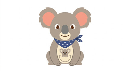 Obraz premium Cute Koala Bear Character with Blue Scarf Illustration