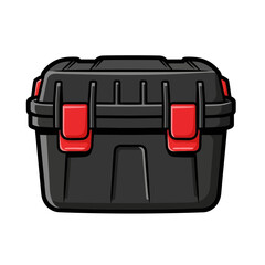 Fototapeta premium Durable black and red toolbox with reinforced carrying handles and latches