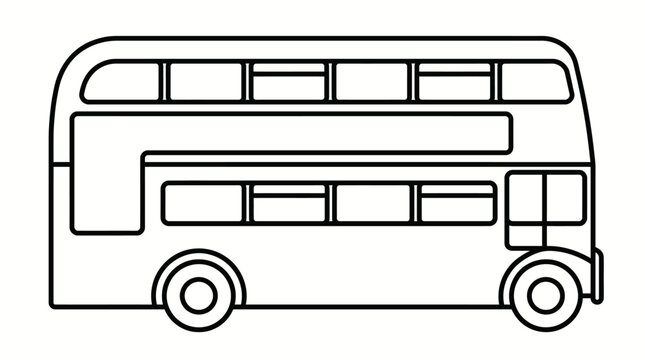 Outline drawing of a classic double-decker bus.
