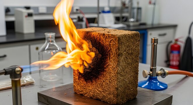 Fire Testing Sustainable Bio-Material Block In Laboratory