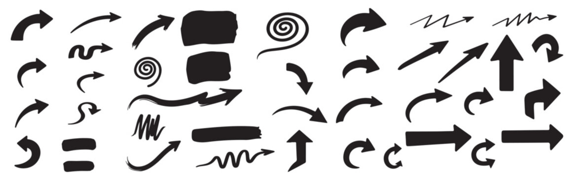 brush vector Collection of hand painted grunge brush strokes