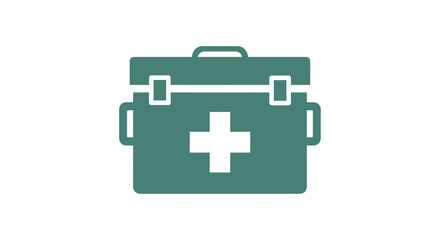 Fototapeta premium Green First Aid Kit Icon with White Cross Symbol, Medical Emergency Symbol