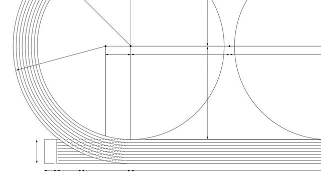 Linear animation resembling a blueprint for a track at an athletics stadium.With alpha channel.