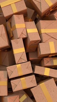 3D animation of gift boxes falling on dark background, Big Sale or Special Limited Offer concept
