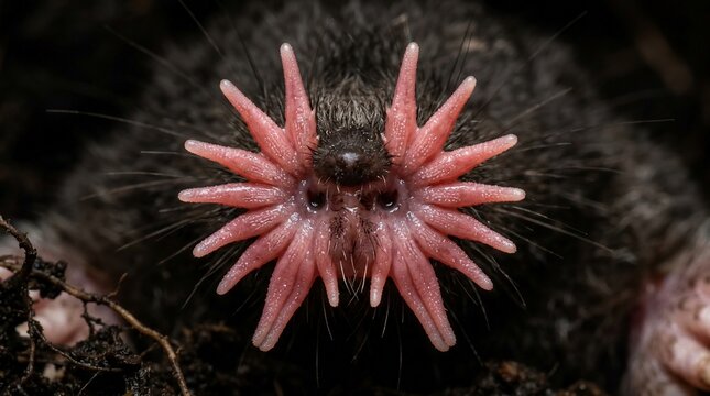Close-up of a Star-Nosed Moles Unique Tentacled Snout.