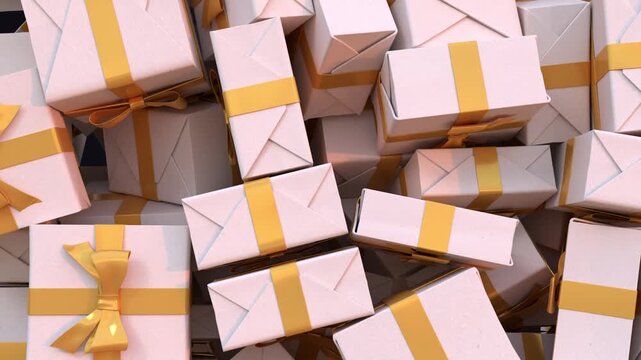 3D animation of gift boxes falling on dark background, Big Sale or Special Limited Offer concept