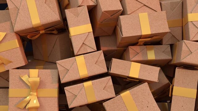 3D animation of gift boxes falling on dark background, Big Sale or Special Limited Offer concept