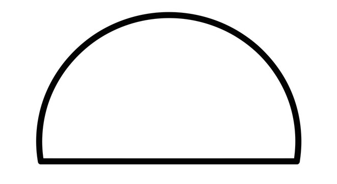 A simple black and white image of a semicircle on a plain background.