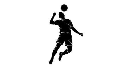 Obraz premium A soccer player jumping to head a ball in mid-air.
