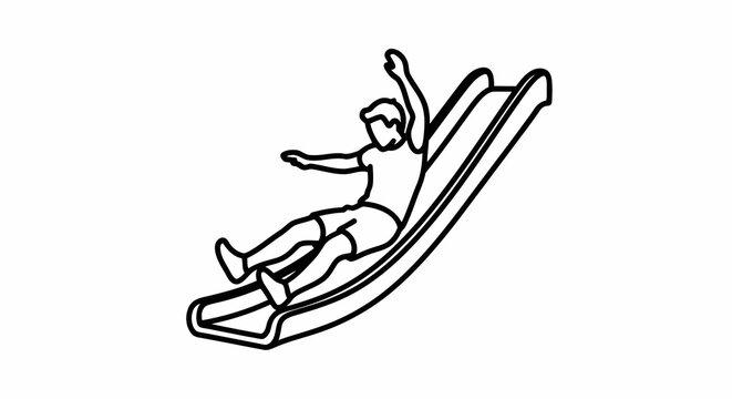 A person sliding down a waterslide with arms outstretched in a fun pose.
